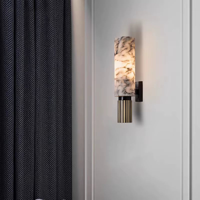 Spanish Alabaster Wall Lamp Natural Black Veins Luxury Sconce for Hotel Lobby Grand Entrance Living Room Decoration