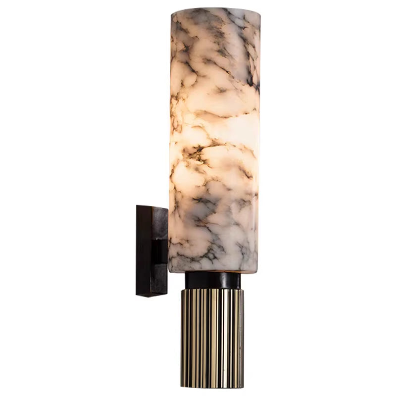 Spanish Alabaster Wall Lamp Natural Black Veins Luxury Sconce for Hotel Lobby Grand Entrance Living Room Decoration